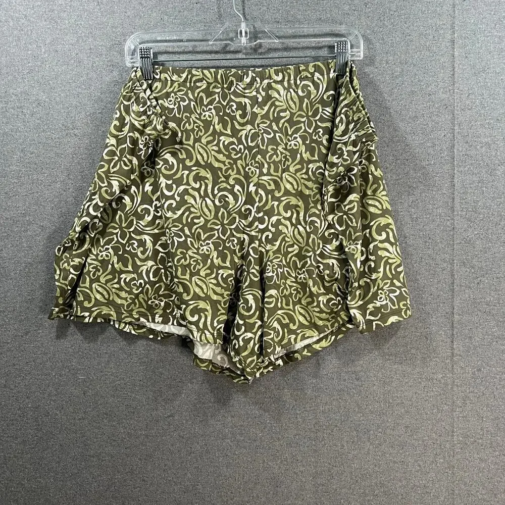 Anybody Lush Jersey Pull On Printed Shorts Olive/Hawaiian Size 2X